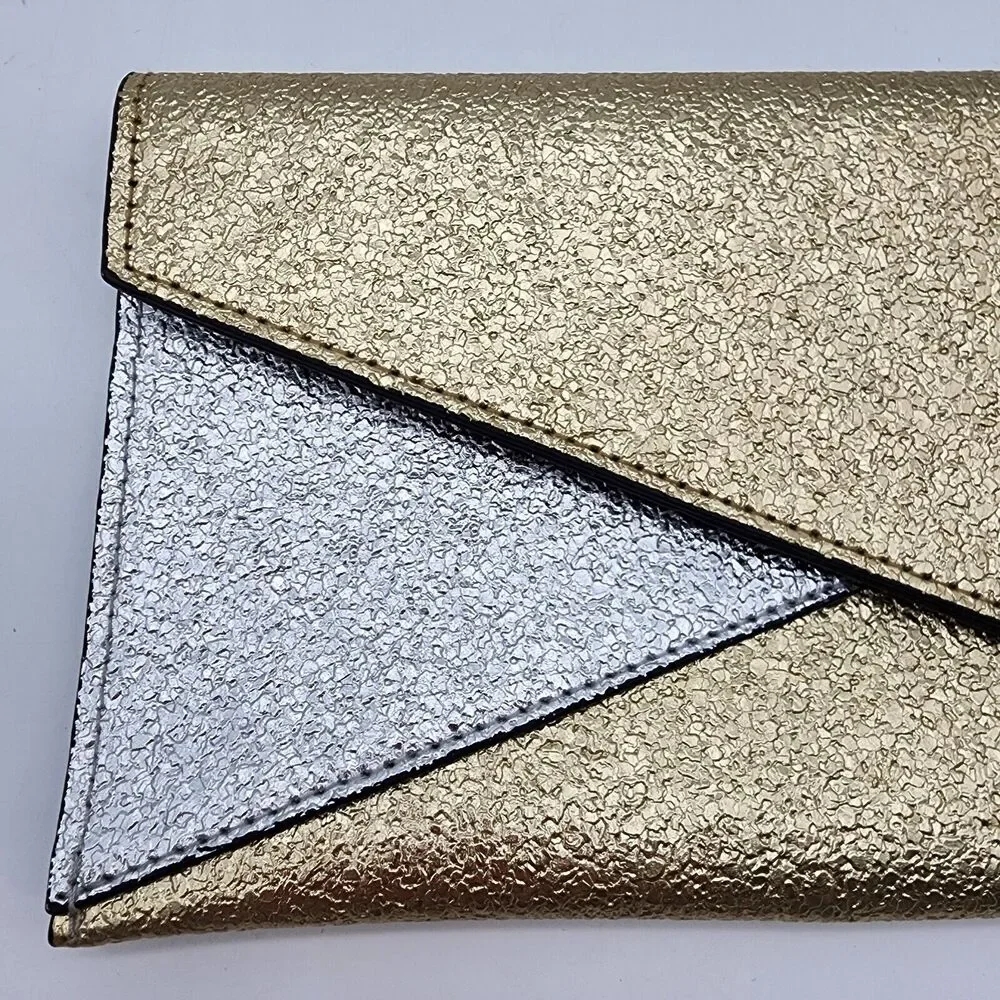 Clutch Evening Bag Gold Silver Magnet Closure 9x5
